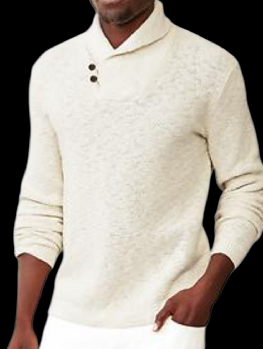 GAP 2-button Shawl Collar Sweater 100% Cotton Off-White UNISEX